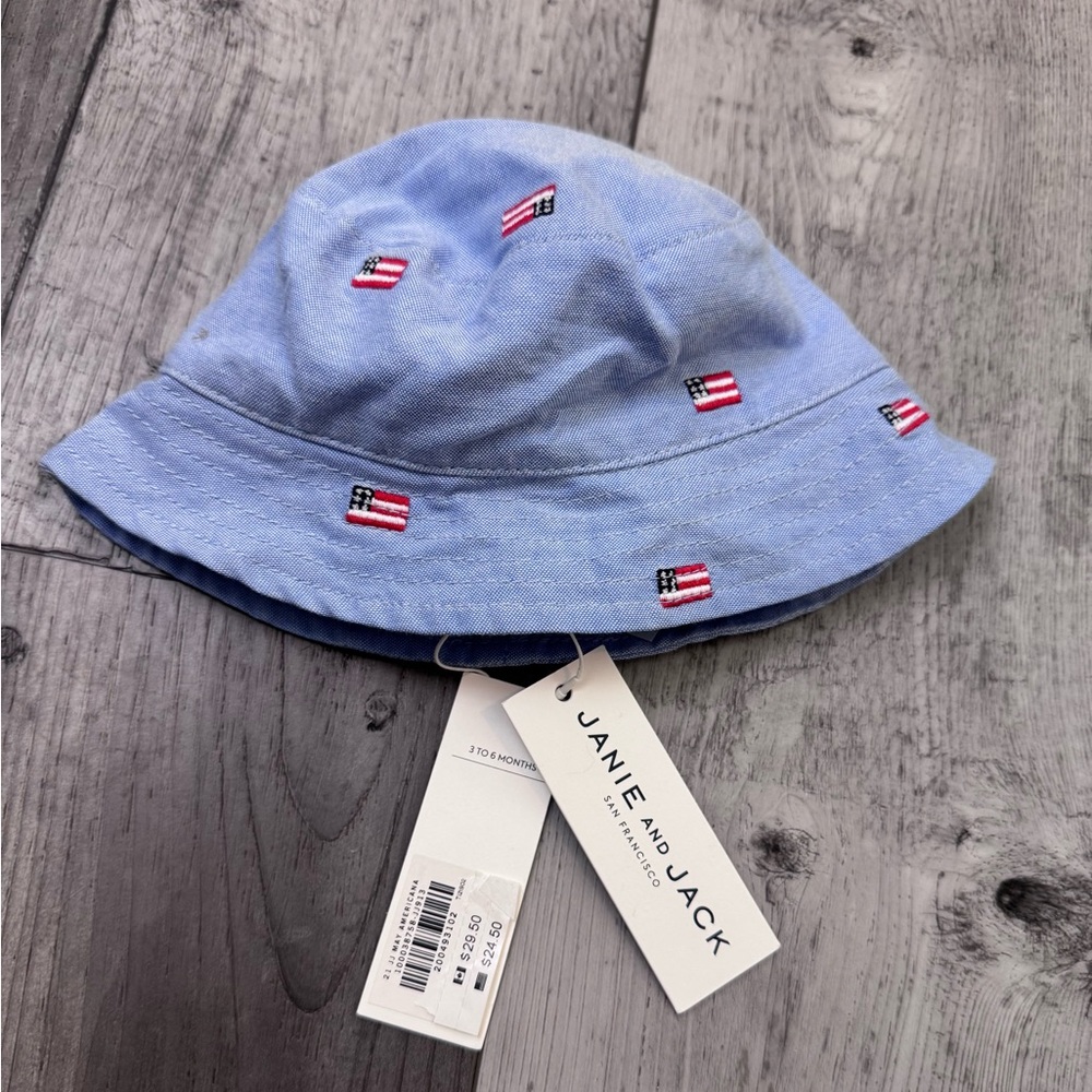 Janie & Jack USA Flag Bucket Hat Infant 3-6 Months NWT Baby Boy